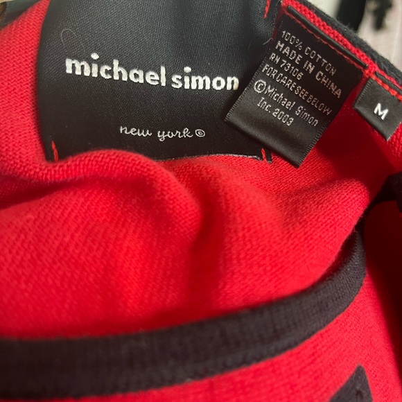 Michael Simon NWOT EXCLAMATION- MARK Bright Red Sweater!! - Picture 3 of 7